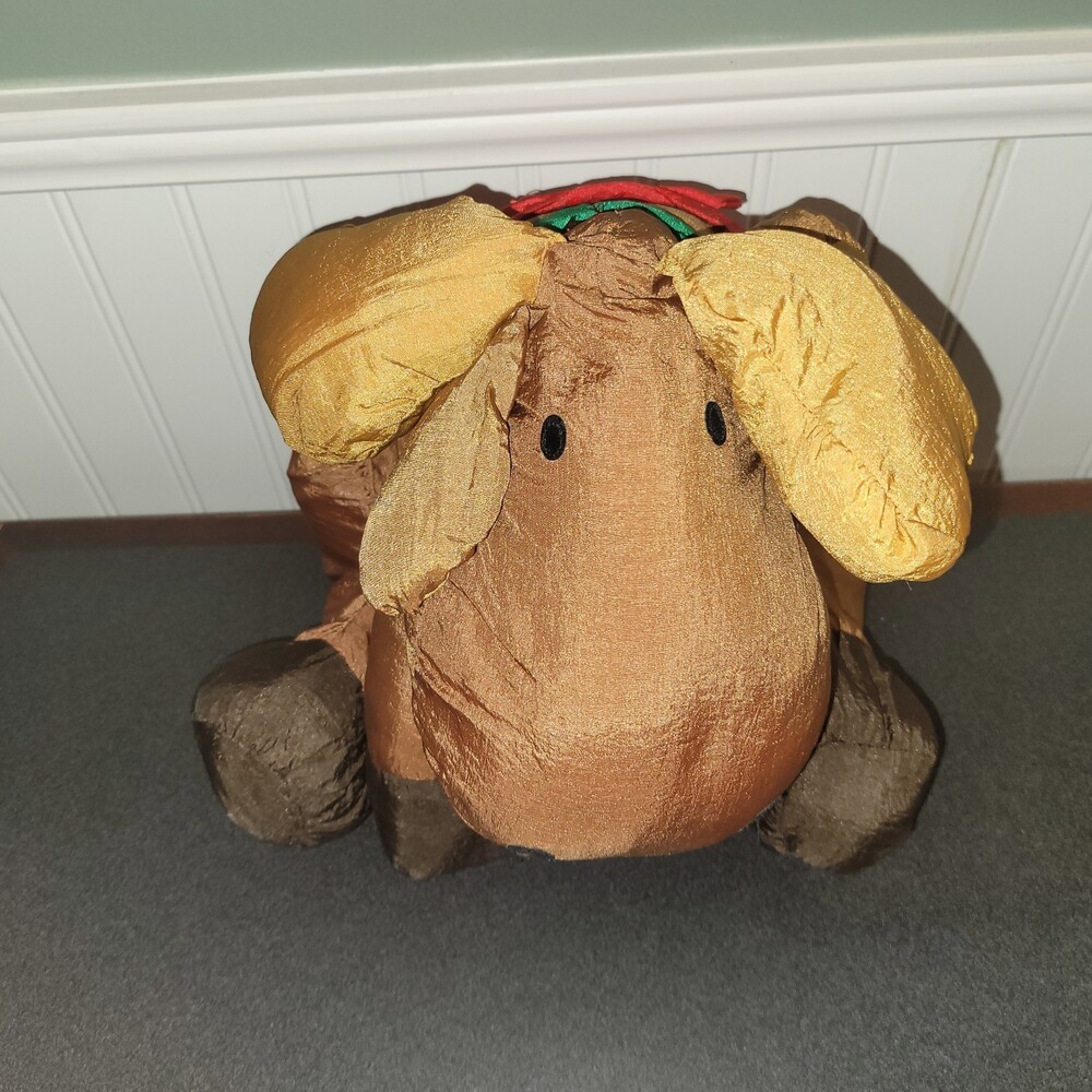 Department 56 Vintage Nylon Reindeer Moose Parachute Plush Puff Stuffed 10" Toy - Picture 2 of 7